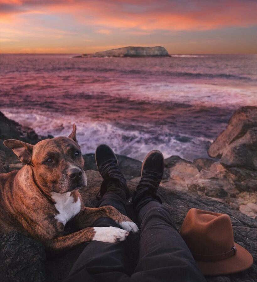 person sitting on rock beside of brindle through sea waves crashing on rock