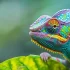 Detailní záběr na krásně zbarveného chameleona